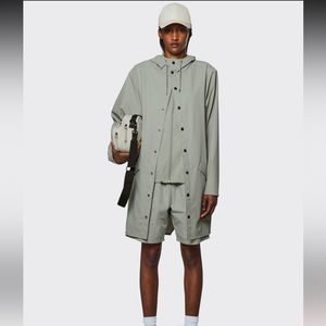 SOLD-NWT Rains Essential Long Jacket in Cement (Unisex)